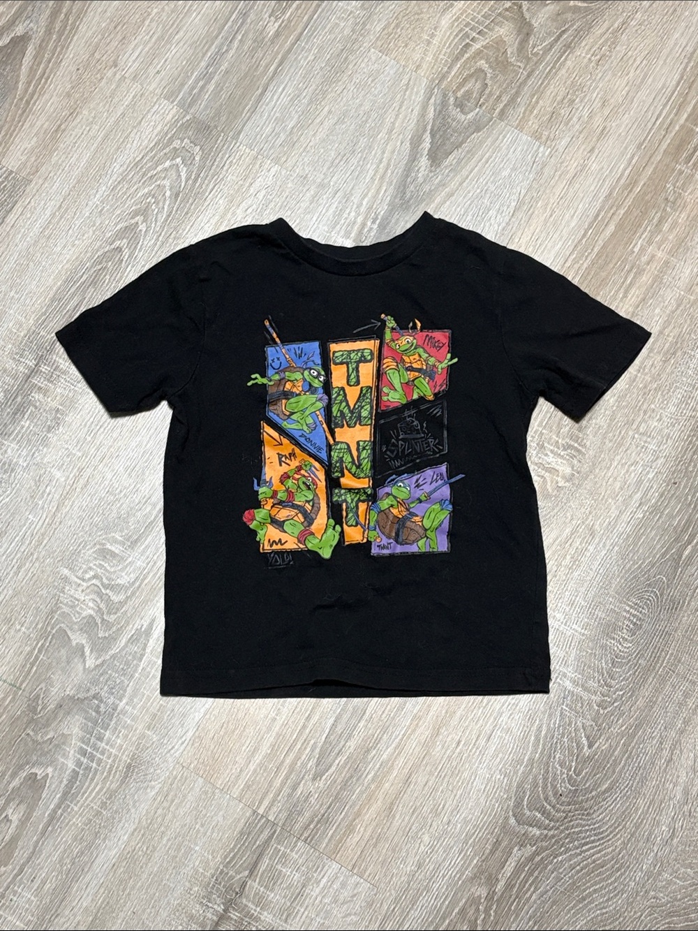 Nickelodeon Black TMNT Panel Graphic Short Sleeve Tee